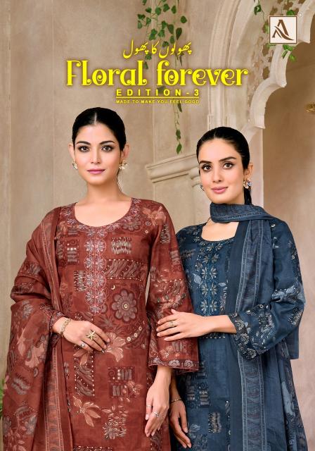 Alok suit floral forever-3 aari work dress materials wholesale